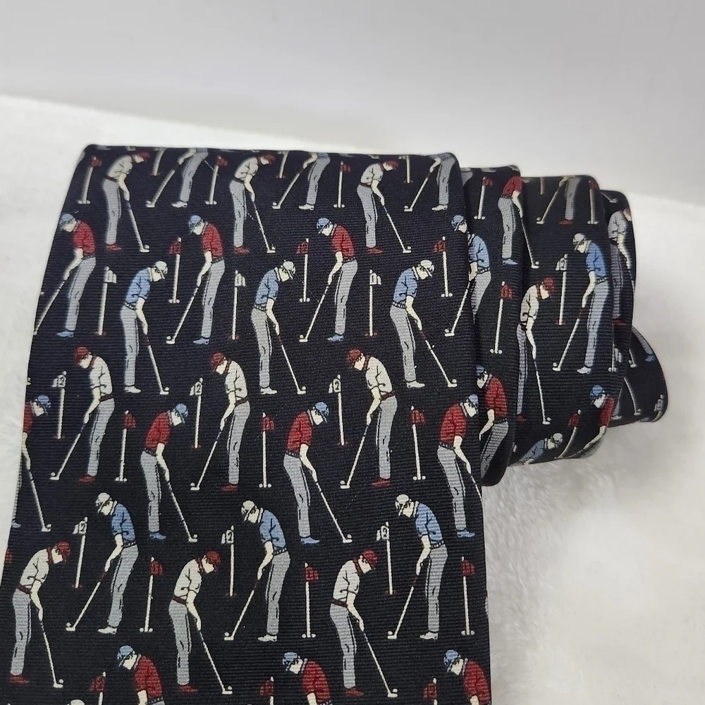 Jt Beckett Silk USA Golfers Sport Navy Blue Necktie